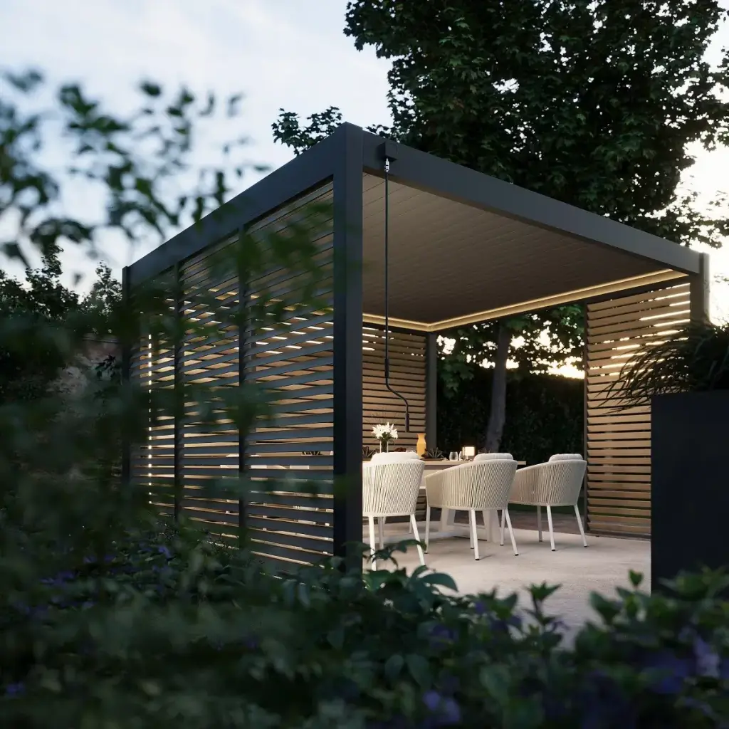 Pergola bioclimatique autoportée Neo — lames orientables