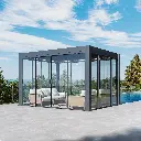 Paroi coulissante en verre trempé Neo — fermeture latérale pour pergola bioclimatique