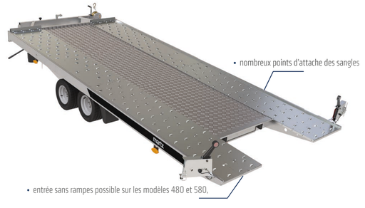 Remorque porte voiture inclinable série KIPPBAR 3000 kg